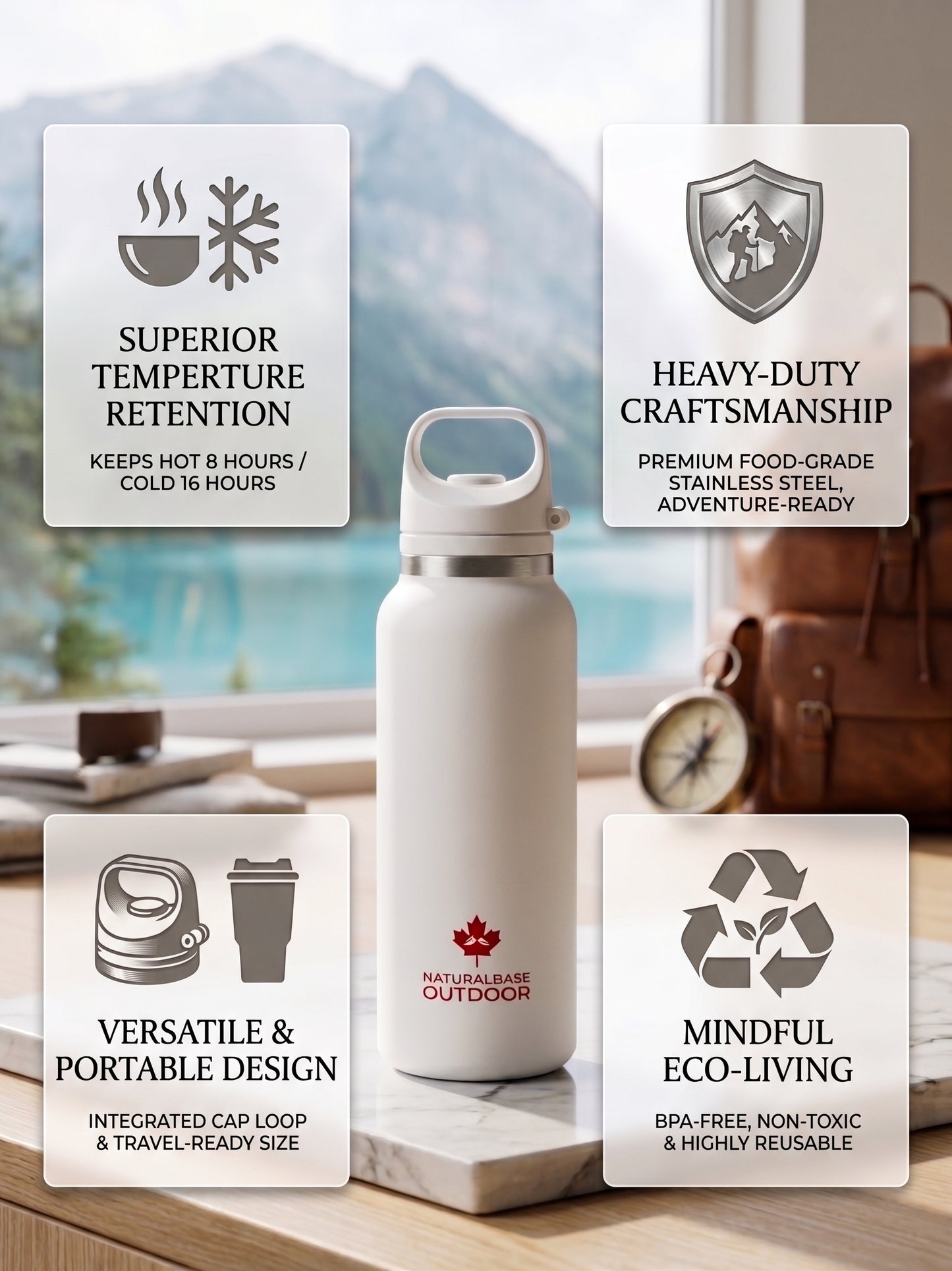 Insulated Flask with Tea Infuser & Rapid-Open Lid